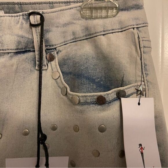 Skinnygirl Fritz Skinny Ankle Jeans W30 Light Wash Studded - Picture 7 of 11